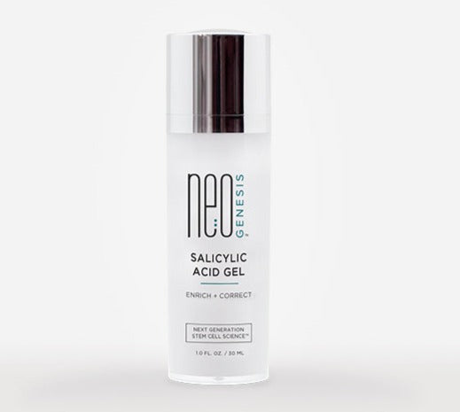 NeoGenesis Salicylic Acid Gel in a 30ml bottle, a clear body cream moisturizer for skin treatment.
