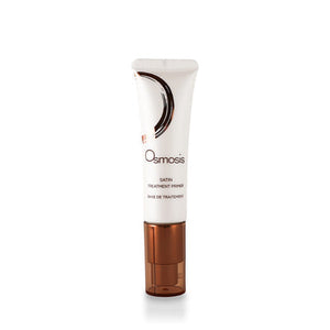 Osmosis Beauty Satin Treatment Primer serum in a sleek bottle with a pump, ideal for a smooth makeup base.