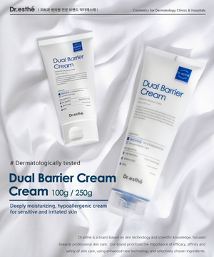 Dr. Esthe Dual Barrier Cream 100ml in a sleek jar, showcasing its rich texture against a neutral background.
