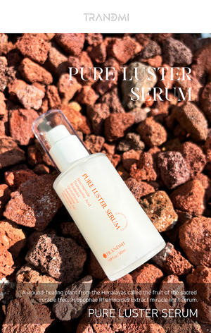 Tov Beauty Trandmi Pure Luster Serum, 60 ml detox cream in a sleek bottle with a dropper for precise application.