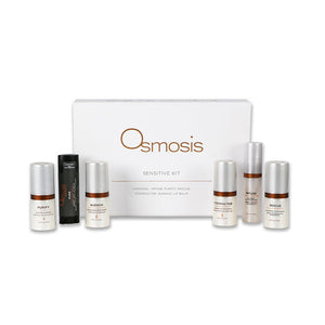 Osmosis Beauty Sensitive Kit for pigmentation, featuring skincare products in a neatly arranged set.