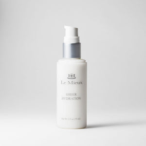 Le Mieux Sheer Hydration moisturizer in 2.5oz jar, smooth and lightweight, with a clear, hydrating gel texture and minimalist packaging