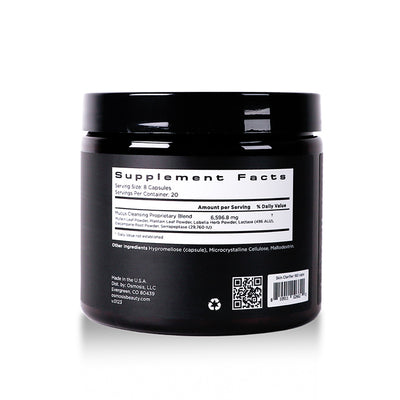 Osmosis Beauty Skin Clarifier 10-Day Blemish Cleanse supplement bottle back label with 100 capsules visible.