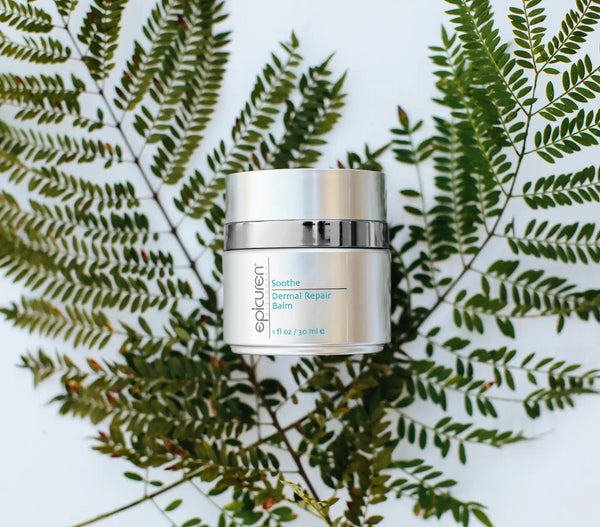 Epicuren Discovery Soothe Dermal Repair Balm in a 1 Fl Oz jar, showcasing a creamy texture and soothing consistency.