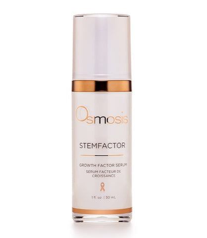 Osmosis Stemfactor Growth Factor Serum 30 ml in a clear bottle with a dropper, set against a neutral background.