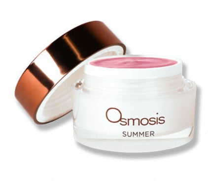 Osmosis Beauty Summer Cooling Enzyme Mask in an open 30mL jar, showcasing its creamy texture for skincare.