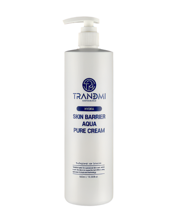 Tov Beauty Trandmi Skin Barrier Aqua Pure Cream 500mL, showcasing a hydrating cream with a moisture shield texture.