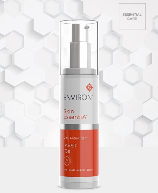 Environ Vita-Antioxidant AVST Gel 50ml in a clear bottle, showcasing its smooth gel texture for skincare.