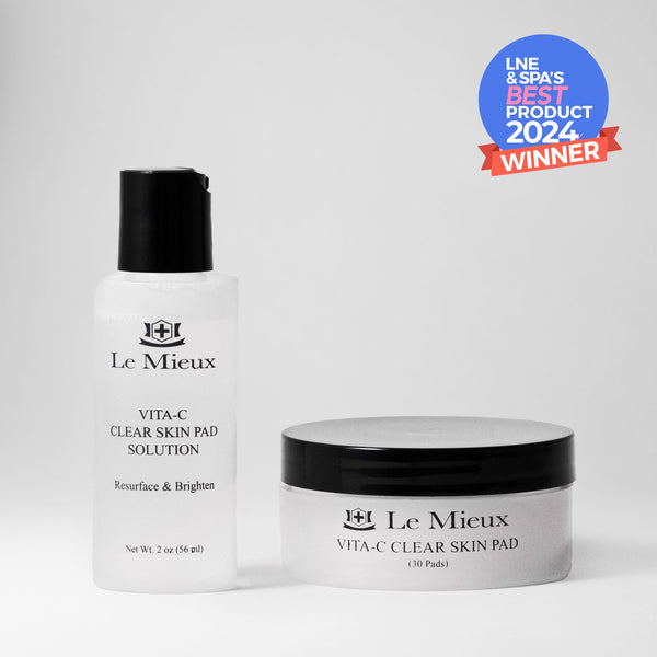 Le Mieux Vita-C Clear Skin Pad exfoliant with 2oz size, featuring textured surface for gentle skin exfoliation and brightening.
