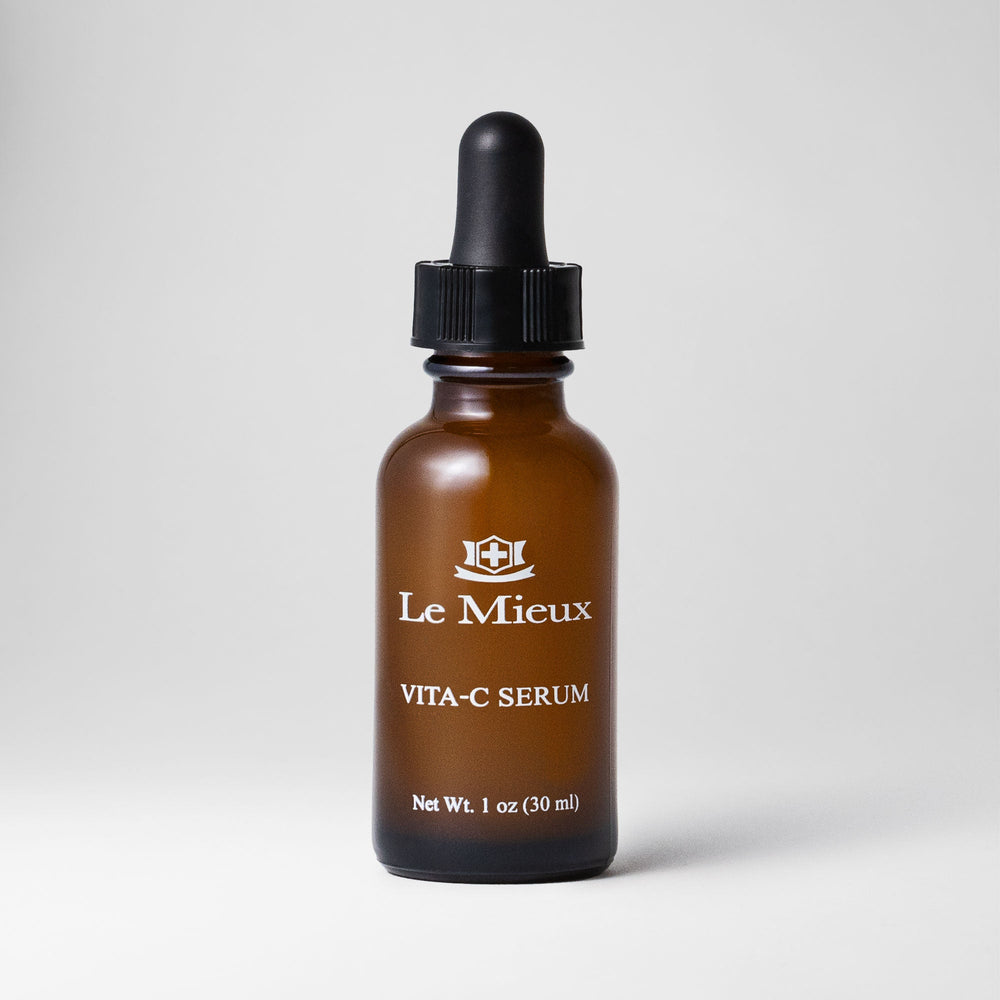 Le Mieux Vita-C Serum in a 1oz bottle, featuring clear serum with a pump dispenser, designed for brightening and skin radiance.