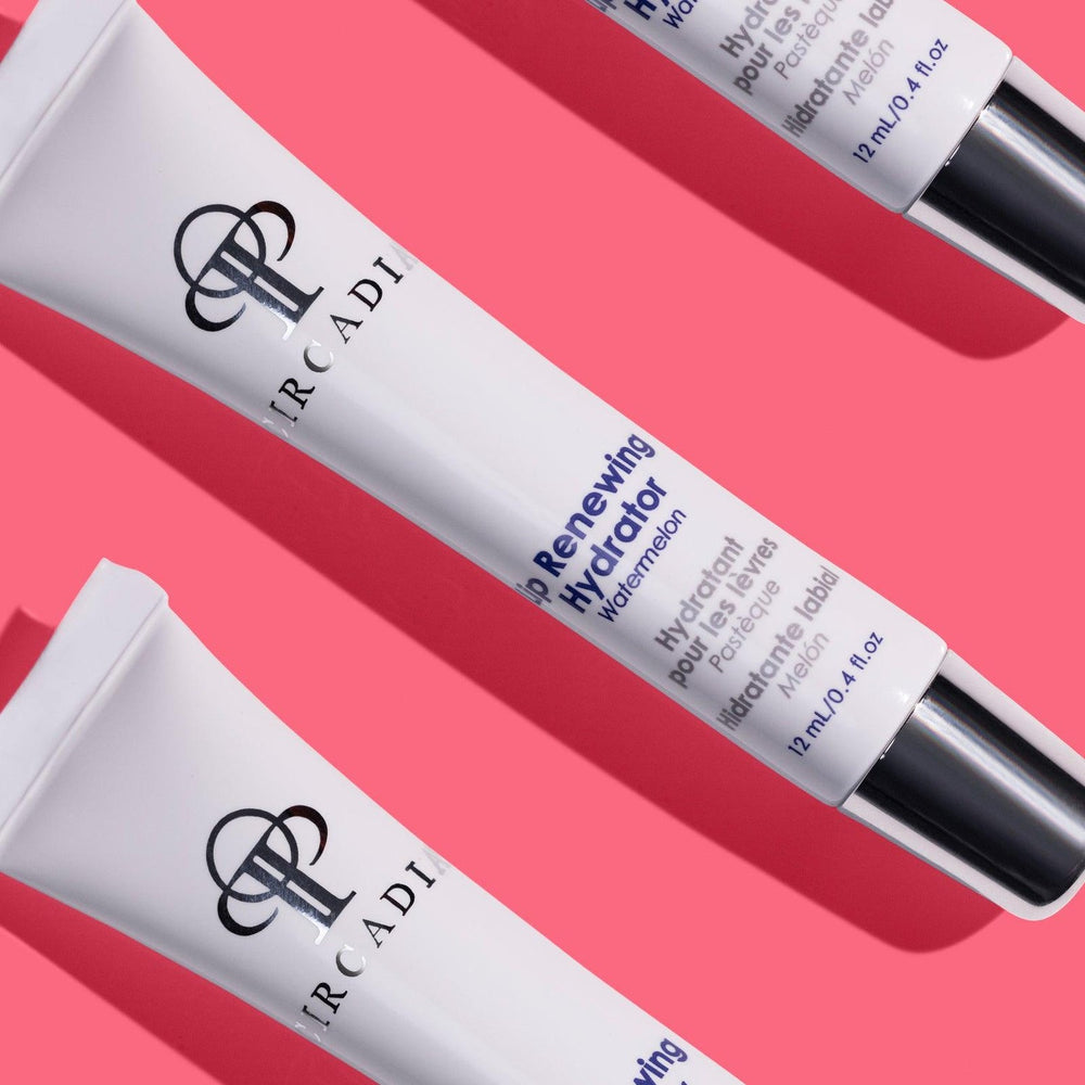 Circadia Lip Renewing Hydrator Watermelon gel cleanser in a sleek tube with green and pink packaging.