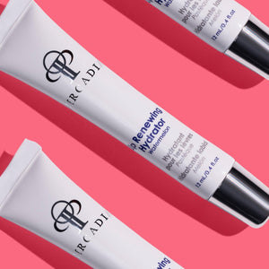 Circadia Watermelon Lip Renewing Hydrator gel cleanser with fresh watermelon extract, emphasizing hydrating and revitalizing skincare.