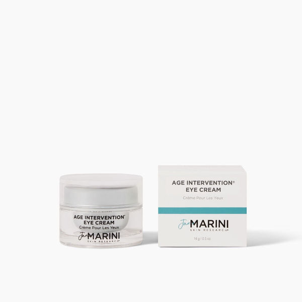 Jan Marini Age Intervention Eye Cream in a jar, targeting dark spots with a luxurious texture and sleek packaging.