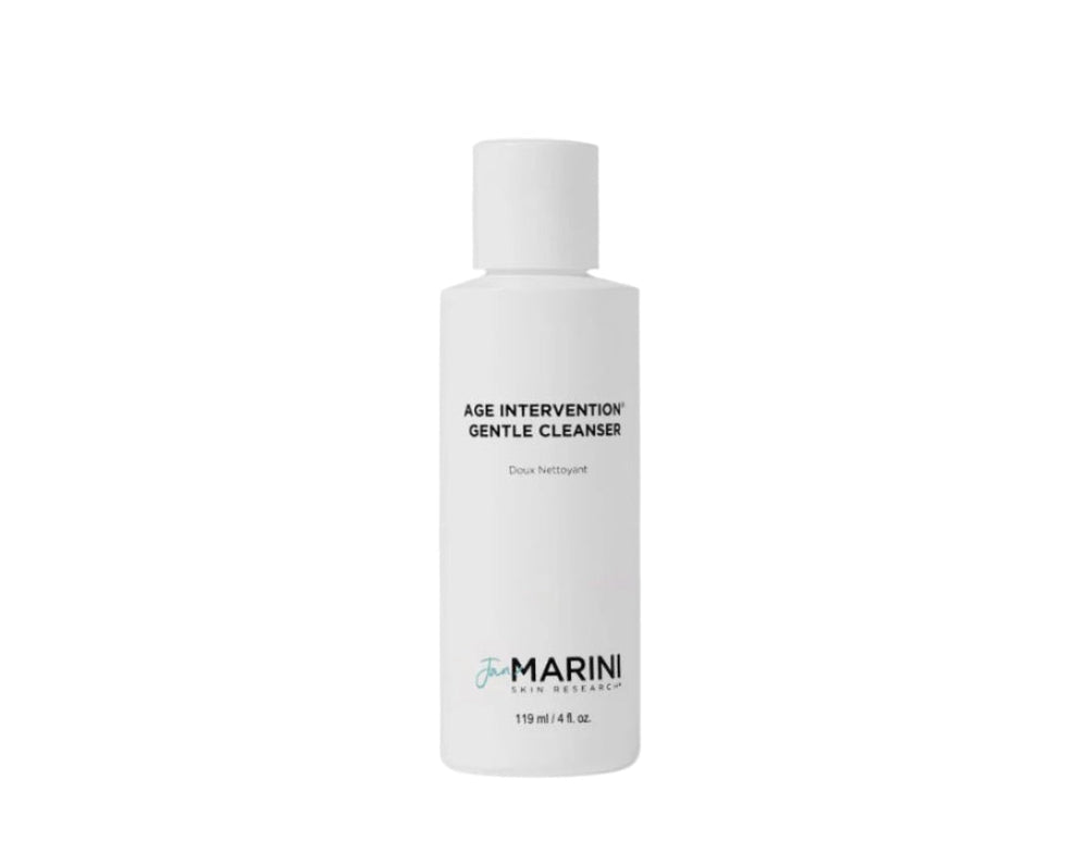 Jan Marini Age Intervention Gentle Cleanser bottle with a sleek design, featuring a pump dispenser and clear labeling.