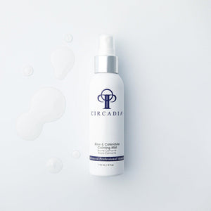 Circadia Aloe & Calendula Calming Mist gel cleanser bottle with aloe and calendula ingredients, designed for soothing skin.