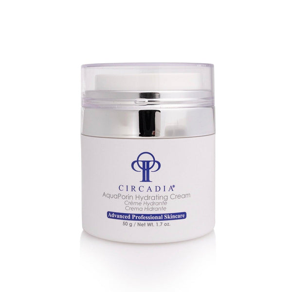 Circadia AquaPorin Hydrating Cream gel cleanser in a jar, showcasing its smooth, hydrating formula for refreshed skin.