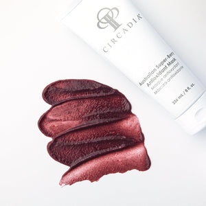 Circadia Australian Super-Berry Antioxidant Mask in a gel cleanser form, showcasing vibrant berry extracts and a smooth gel texture.
