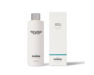 Jan Marini Benzoyl Peroxide 2.5% Wash bottle with label, designed for acne treatment and skin cleansing.