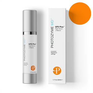 Photozyme GFS Plus Night Serum bottle with 0.5% retinol, 1.7 oz, displayed against a neutral background.