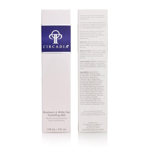 Circadia Blueberry & White Tea Hydrating Mist gel cleanser with fresh blueberries and white tea extract for nourishing skin.