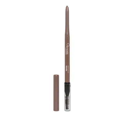 Osmosis Beauty brown pencil for precise brow definition, featuring a fine tip and a sleek design on a white background.