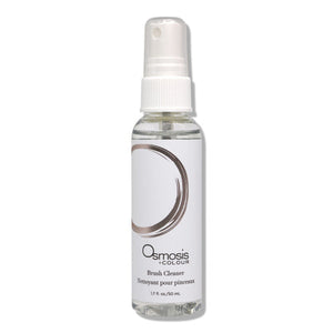 Osmosis Beauty Brush Cleaner in a clear bottle with a pump, designed for cleaning skincare brushes effectively.