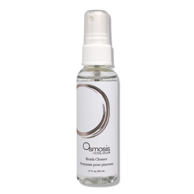 Osmosis Beauty Brush Cleaner in a clear bottle with a pump, designed for cleaning skincare brushes effectively.