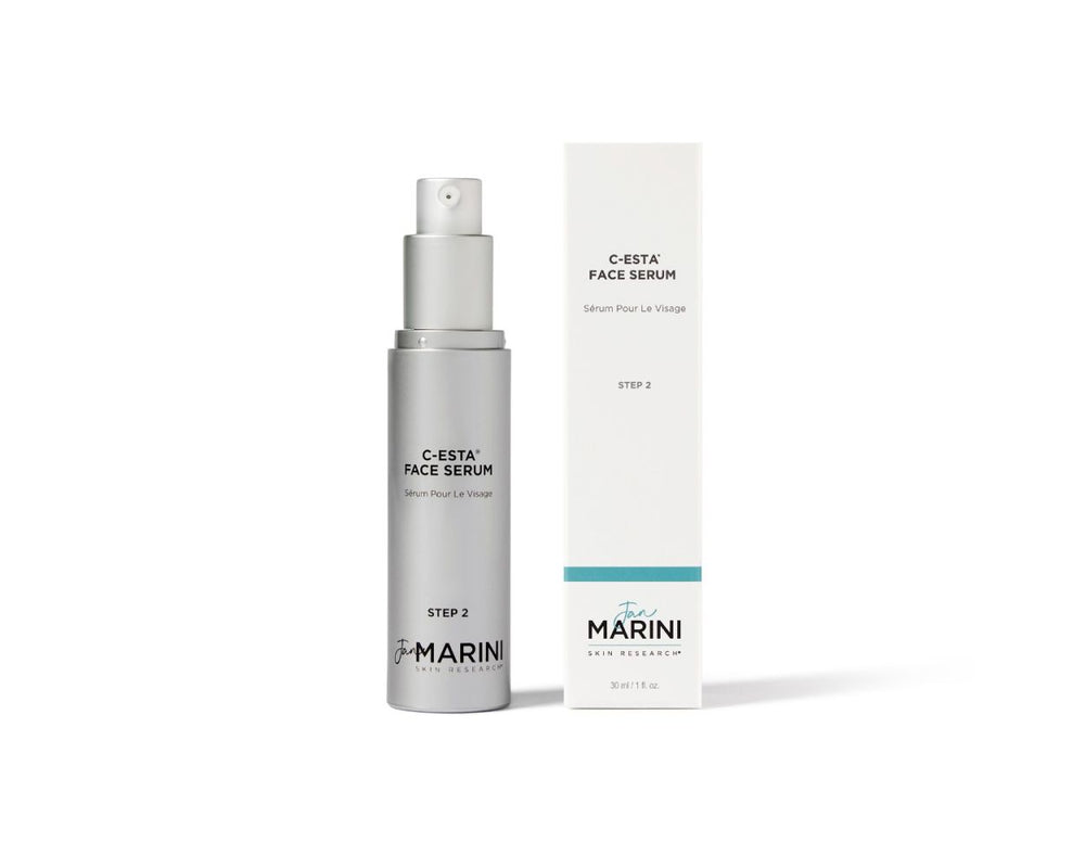 Jan Marini C-ESTA Face Serum in a sleek bottle, designed to target dark spots for a brighter complexion.