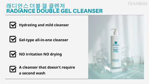 Tov Beauty Radiance Double Gel Cleanser 500ml bottle with a sleek design, featuring a pump dispenser and vibrant label.