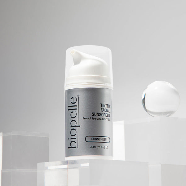 Biopelle Tinted Facial Sunscreen cleanser with a sleek tube and label, designed for facial skin protection and skincare.