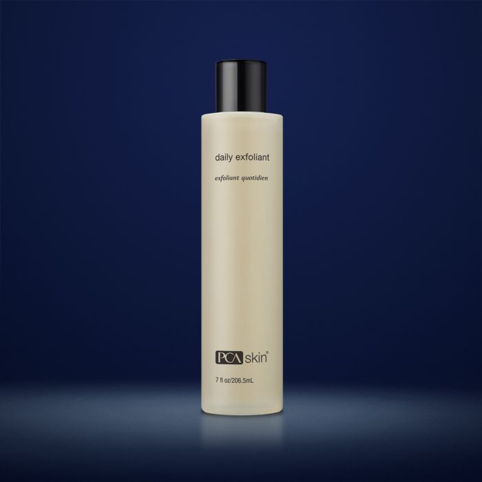 PCA Skin Daily Exfoliant 7 fl oz bottle with a clean label and product details, displayed on a neutral background.