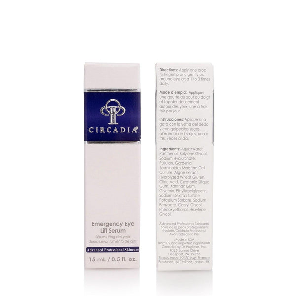 Circadia Emergency Eye Lift gel cleanser with soothing ingredients, designed to refresh and tighten the delicate eye area.