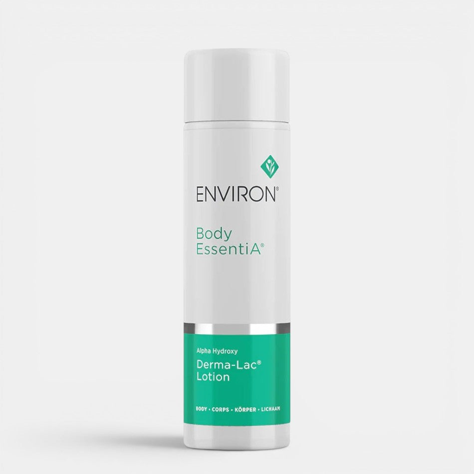 Environ Alpha Hydroxy Derma-Lac® Lotion for body care, showing the lotion bottle with label and pump dispenser.