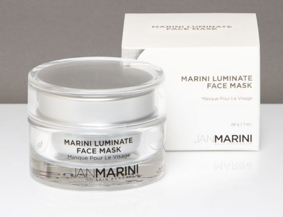 Jan Marini Marini Luminate Face Mask in a jar, designed to target dark spots on the skin.