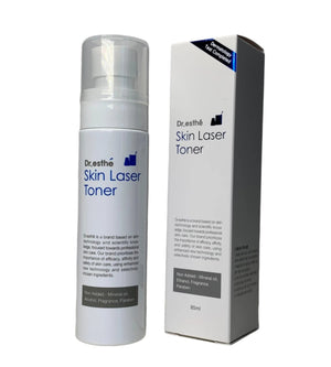 Dr. Esthe Skin Laser Toner 100ml bottle with a sleek design, showcasing its clear liquid and label details.