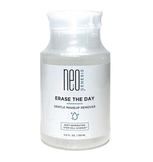 NeoGenesis Erase The Day Gentle Makeup Remover in a sleek bottle with a pump, set against a clean, minimal background.