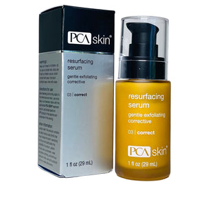 PCA Skin resurfacing serum bottle and packaging on a white background