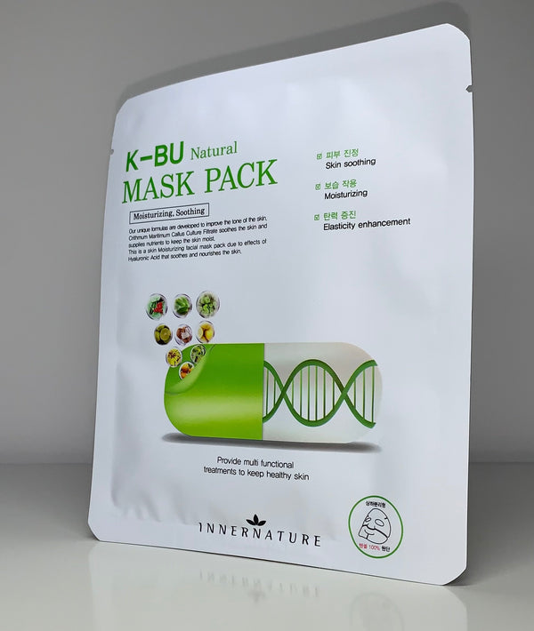 INNERNATURE K-BU Natural Face MASK , Skin soothing Mask Pack 10pc - European Beauty by B