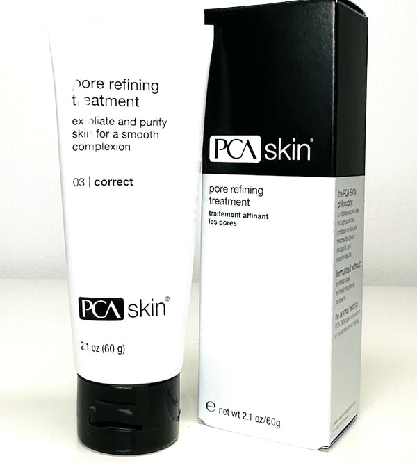 PCA Skin Pore Refining Treatment serum in a sleek bottle with a dropper, designed to minimize pores and refine skin texture.