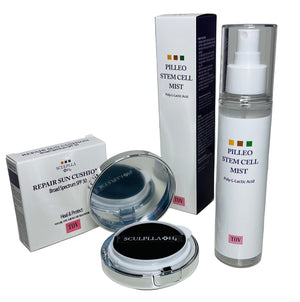 Sculplla+H2 Pilleo  Stem Cell Mist 120ml with Repair Sun Cushion Broad Spectrum SPF 50 - European Beauty by B