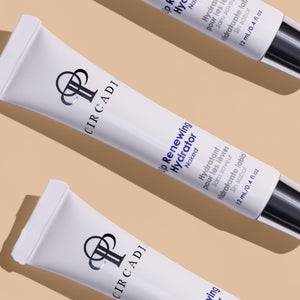 Circadia Lip Renewing Hydrator Naked gel cleanser in a clear jar with a white lid, showing the product label and texture.