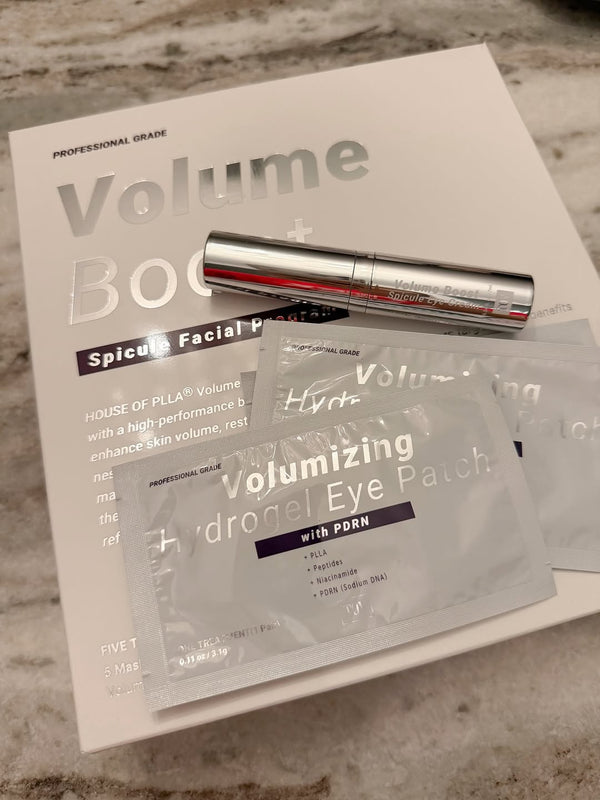 AO MEDICAL Collagen Volume Boost Spicule Eye Program TOV House of PLLA HOP+ in a sleek container with applicator for eye rejuvenation.