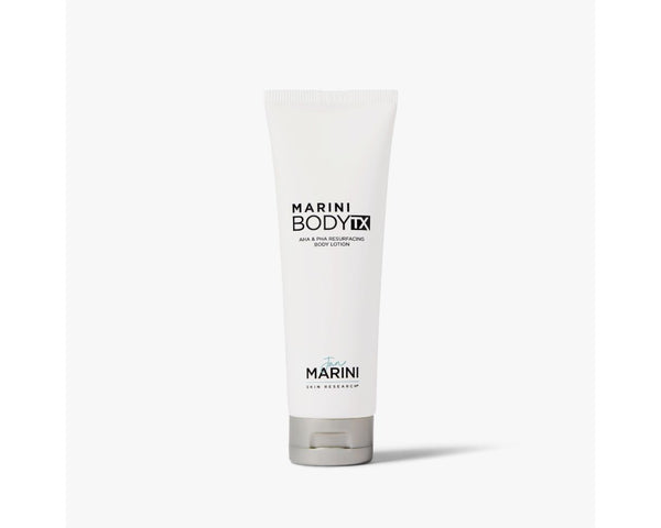 Jan Marini Marini BodyTX body scrub in a clean, elegant packaging showcasing its smooth texture and design.