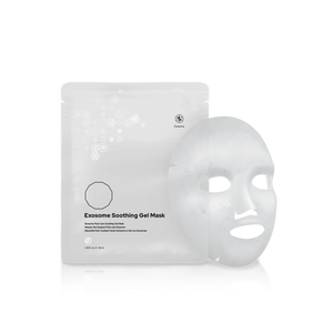 Benev Exosome Soothing Gel Mask with five sheet masks in a box, designed for calming and hydrating the skin.