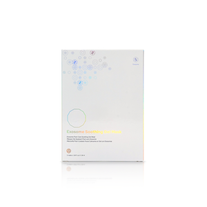 Benev Exosome Soothing Gel Mask box with five sheet masks, hydrating and calming skincare treatment by Benev
