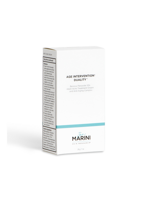 Jan Marini Age Intervention Duality serum for dark spots in a sleek bottle with a dropper on a clean background.