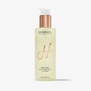 Hydrinity PRELUDE facial treatment cleanser in a sleek bottle, designed for gentle skin cleansing and hydration.