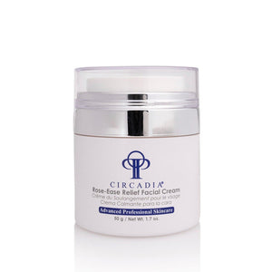 Circadia Rose-Ease Relief Cream gel cleanser with rose extract and soothing ingredients, designed for gentle skin cleansing.