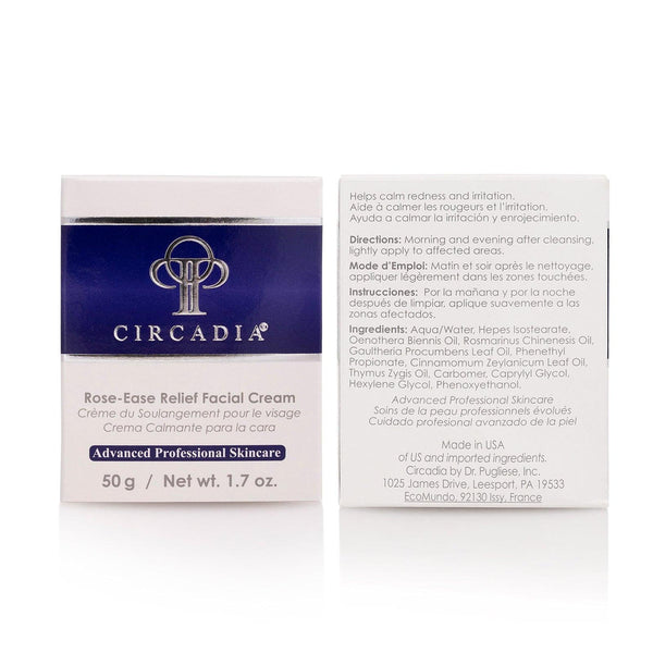 Circadia Rose-Ease Relief Cream gel cleanser with rose extract, shown in a jar with a smooth, pink-colored cream texture.