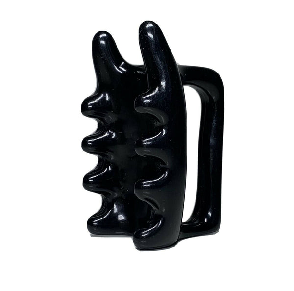 Halylo black fascia facial and body massage tool, featuring G-type design for effective chin and body massage.